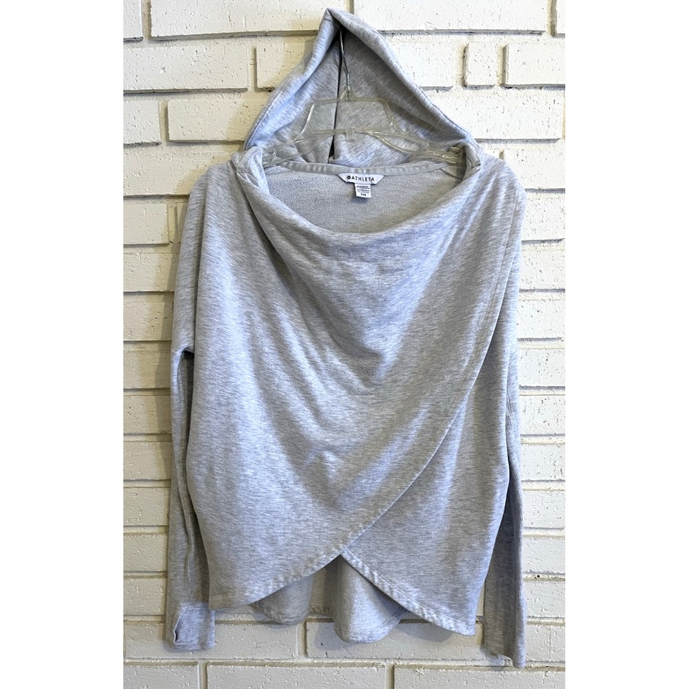 Athleta‎ Womens Gray Purana Wrap Sweatshirt Hooded Long sSeeve Size XXS Hoodie